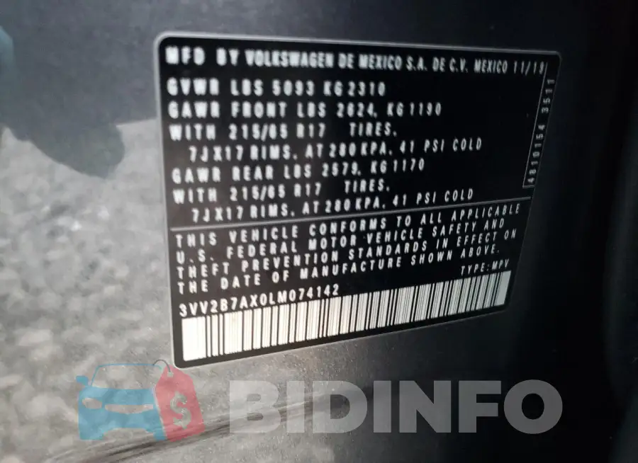 3VV2B7AX0LM074142 Photo# 14