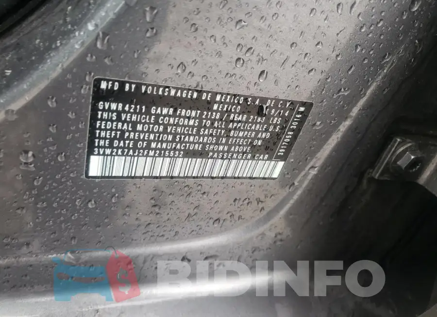 3VW2K7AJ2FM215532 Photo# 12