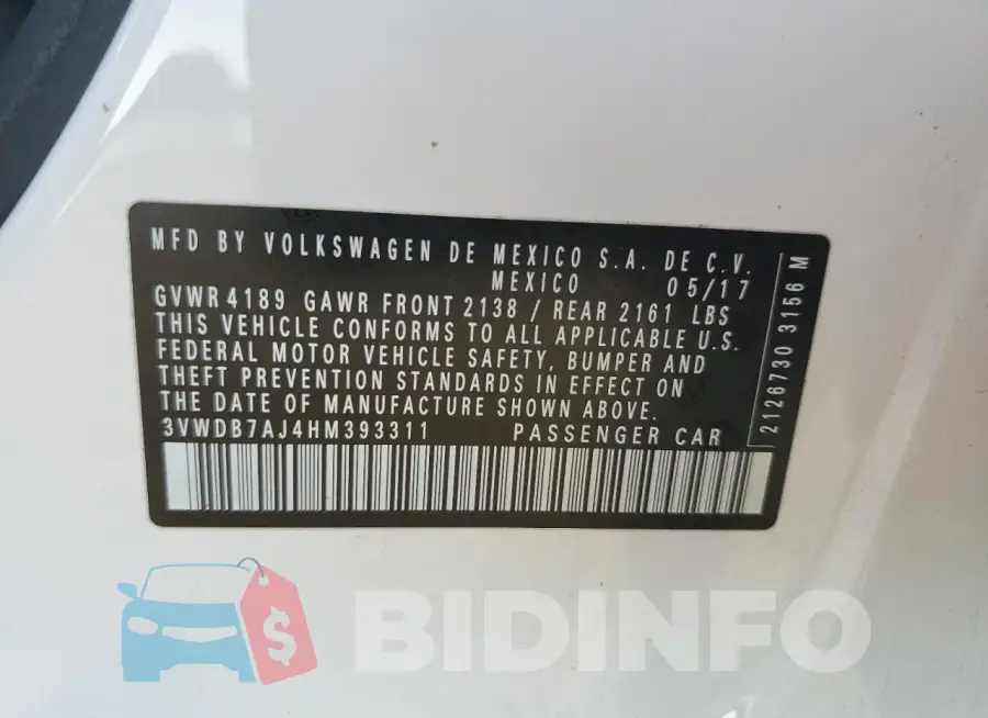 3VWDB7AJ4HM393311 Photo# 12