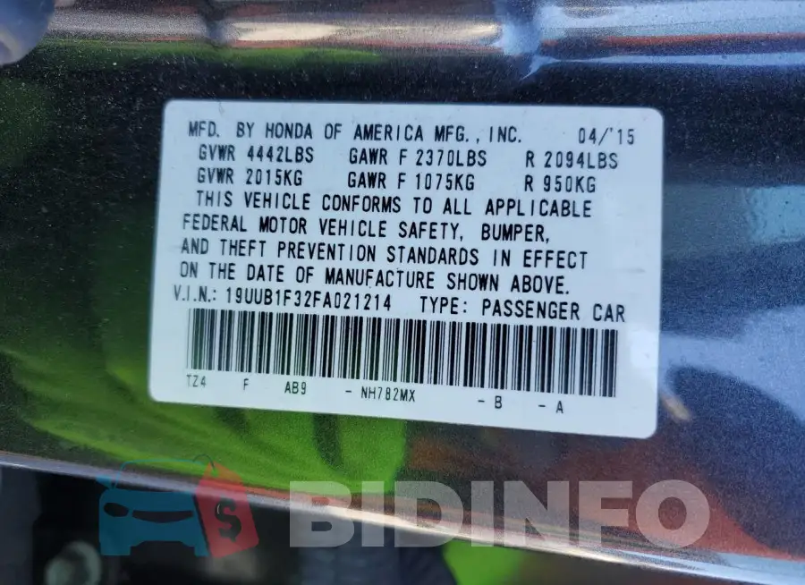 19UUB1F32FA021214 Photo# 12
