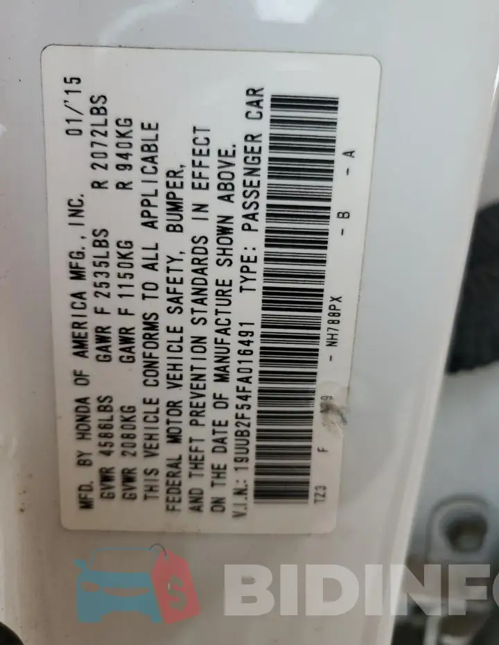 19UUB2F54FA016491 Photo# 13