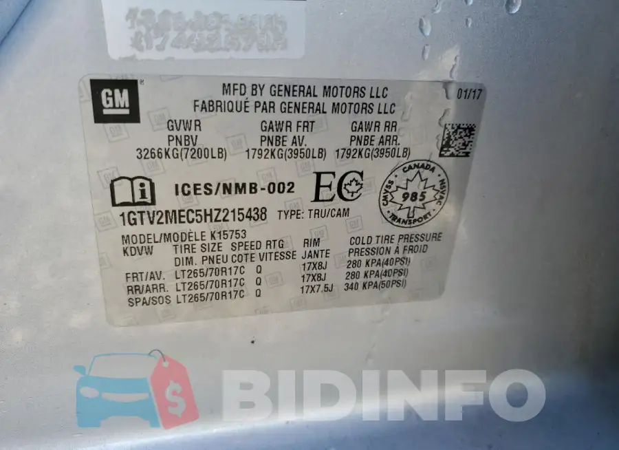 1GTV2MEC5HZ215438 Photo# 12