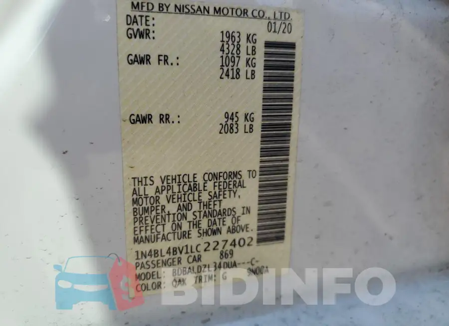 1N4BL4BV1LC227402 Photo# 13