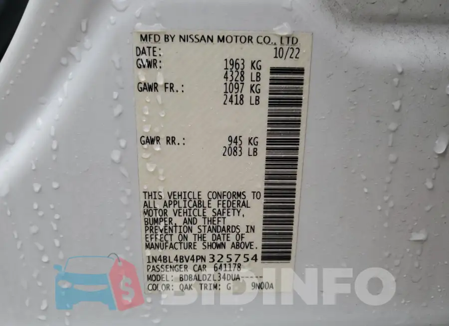 1N4BL4BV4PN325754 Photo# 12
