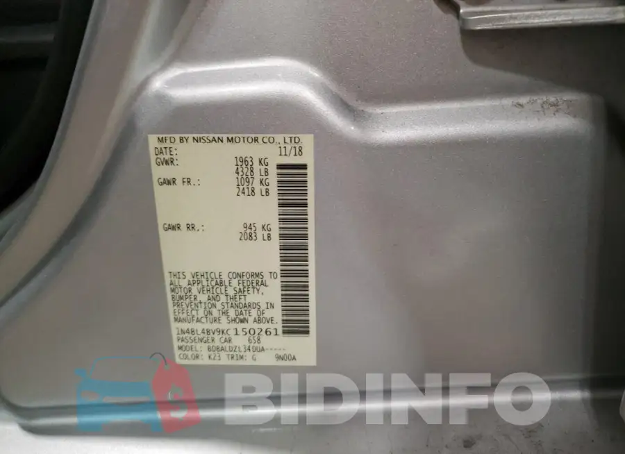 1N4BL4BV9KC150261 Photo# 12