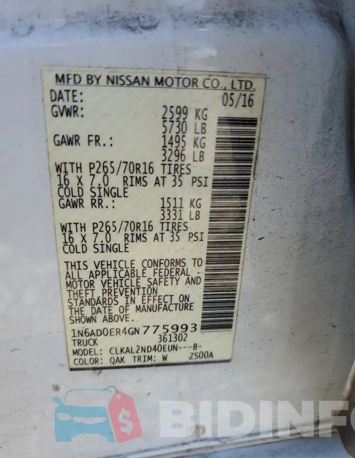1N6AD0ER4GN775993 Photo# 12