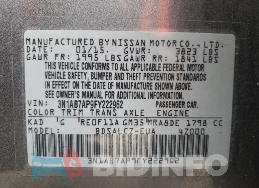 3N1AB7AP9FY222962 Photo# 12