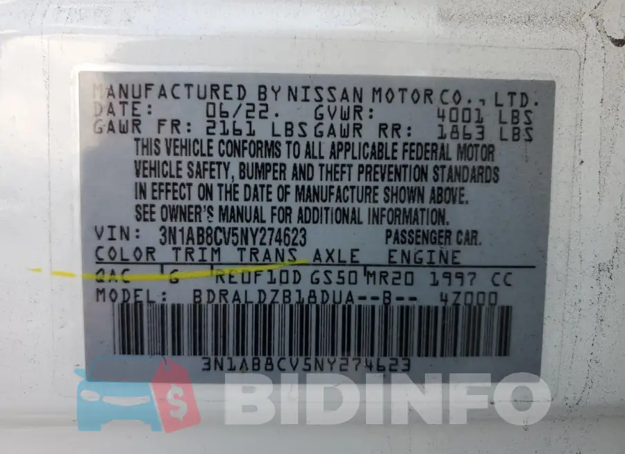 3N1AB8CV5NY274623 Photo# 12