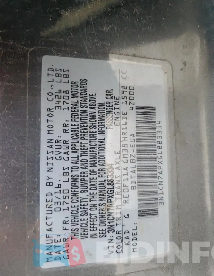 3N1CN7APXGL883334 Photo# 12