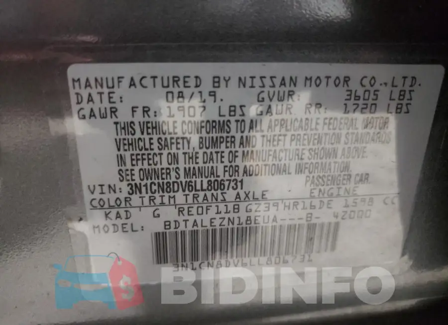 3N1CN8DV6LL806731 Photo# 12