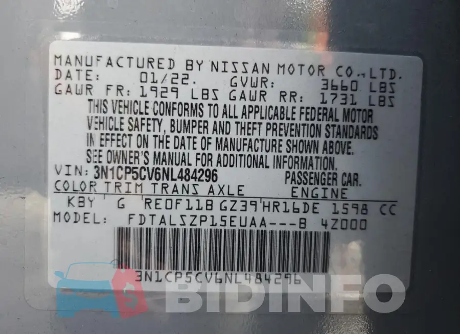 3N1CP5CV6NL484296 Photo# 12