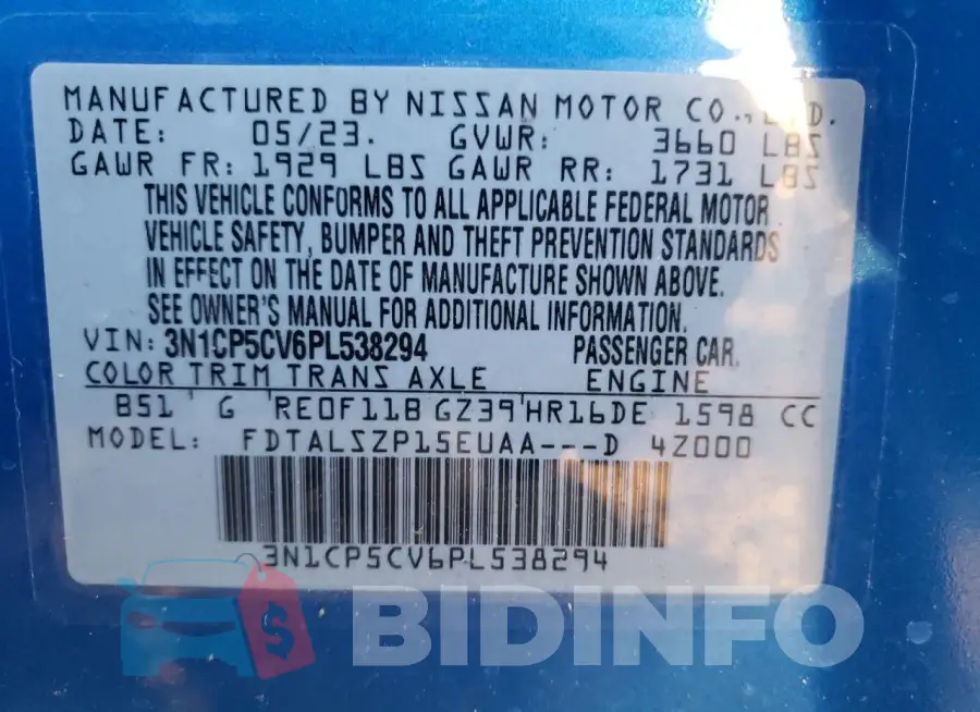 3N1CP5CV6PL538294 Photo# 13