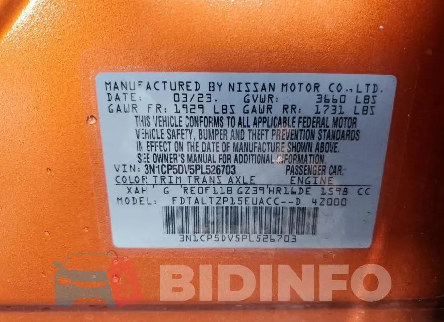 3N1CP5DV5PL526703 Photo# 13