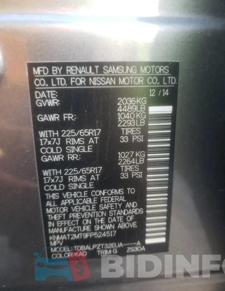 KNMAT2MT9FP524517 Photo# 13