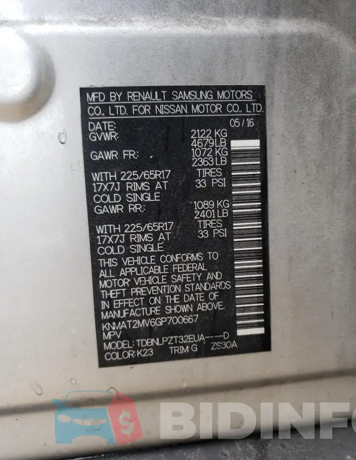 KNMAT2MV6GP700667 Photo# 13