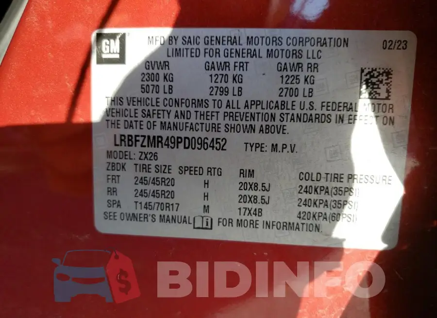 LRBFZMR49PD096452 Photo# 14