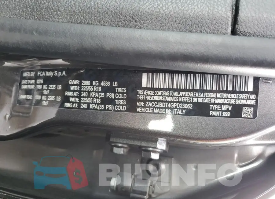 ZACCJBDT4GPD23062 Photo# 13