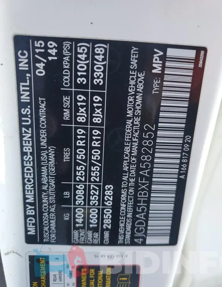 4JGDA5HBXFA582852 Photo# 13