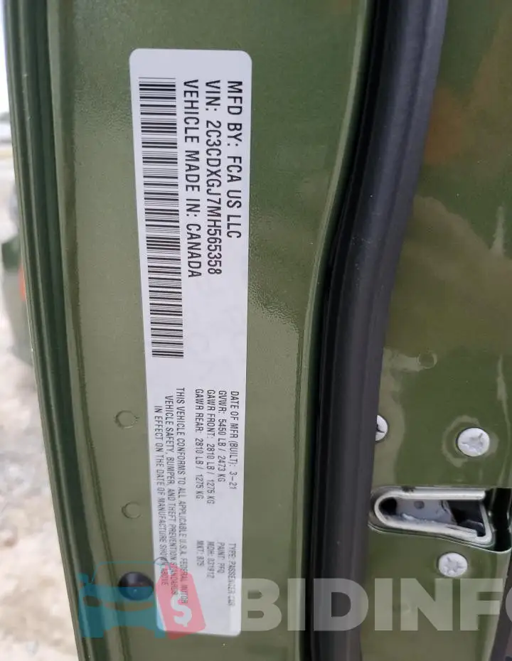 2C3CDXGJ7MH565358 Photo# 12