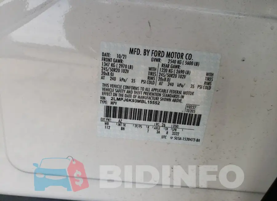 2LMPJ6K93MBL15552 Photo# 12