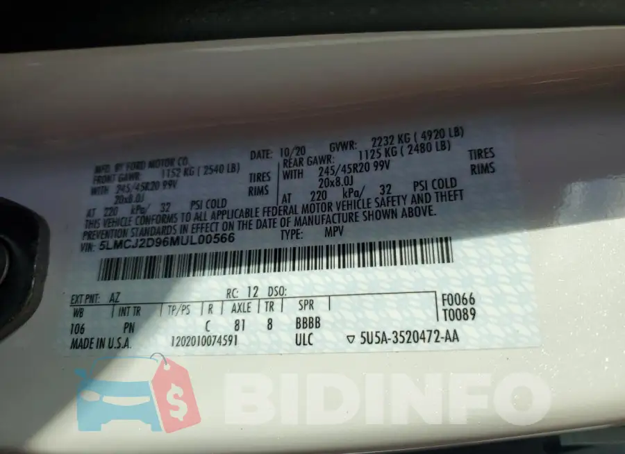 5LMCJ2D96MUL00566 Photo# 12