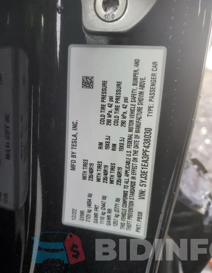 5YJ3E1EA3PF438030 Photo# 12
