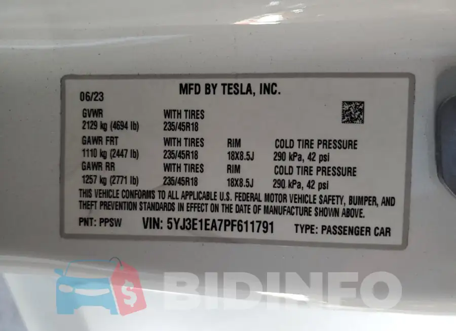 5YJ3E1EA7PF611791 Photo# 12