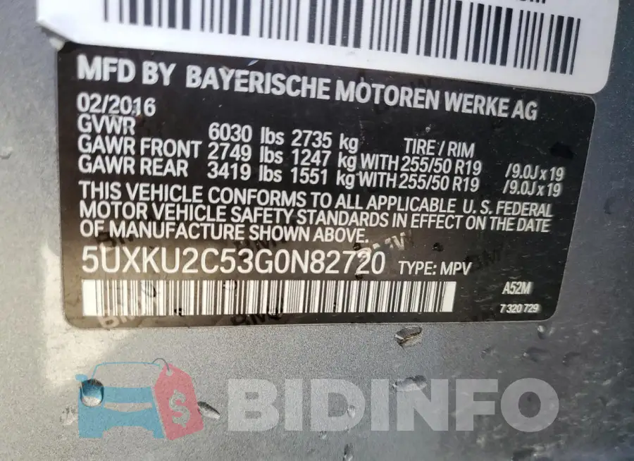 5UXKU2C53G0N82720 Photo# 13