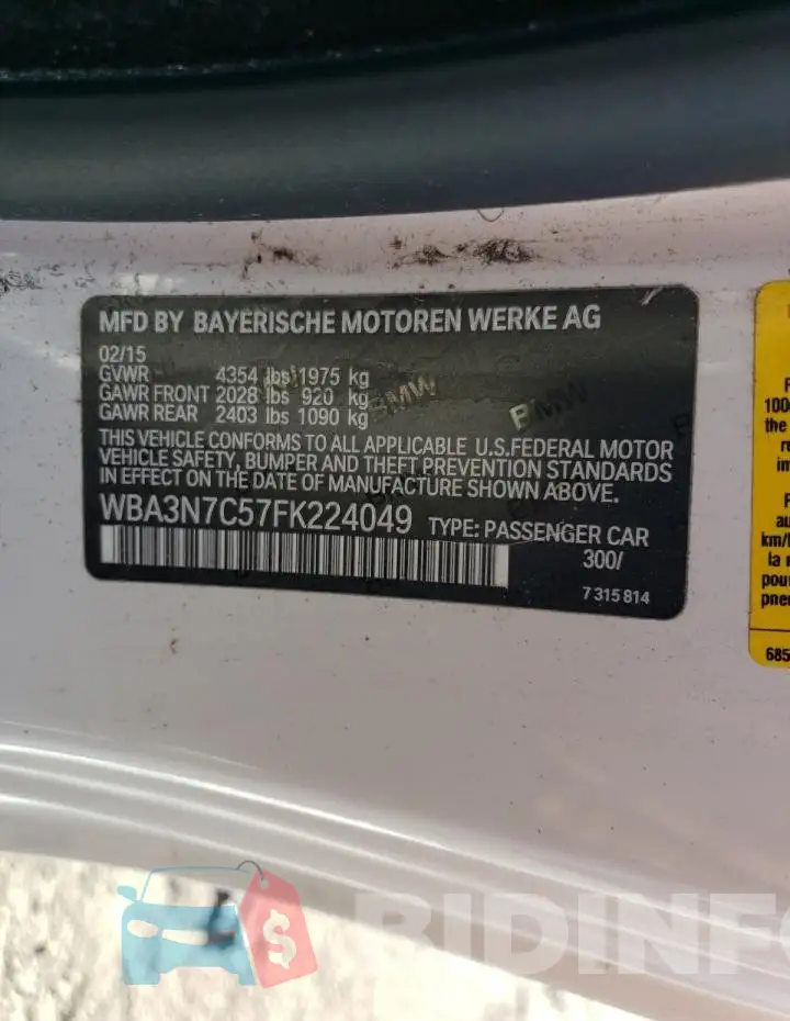WBA3N7C57FK224049 Photo# 12