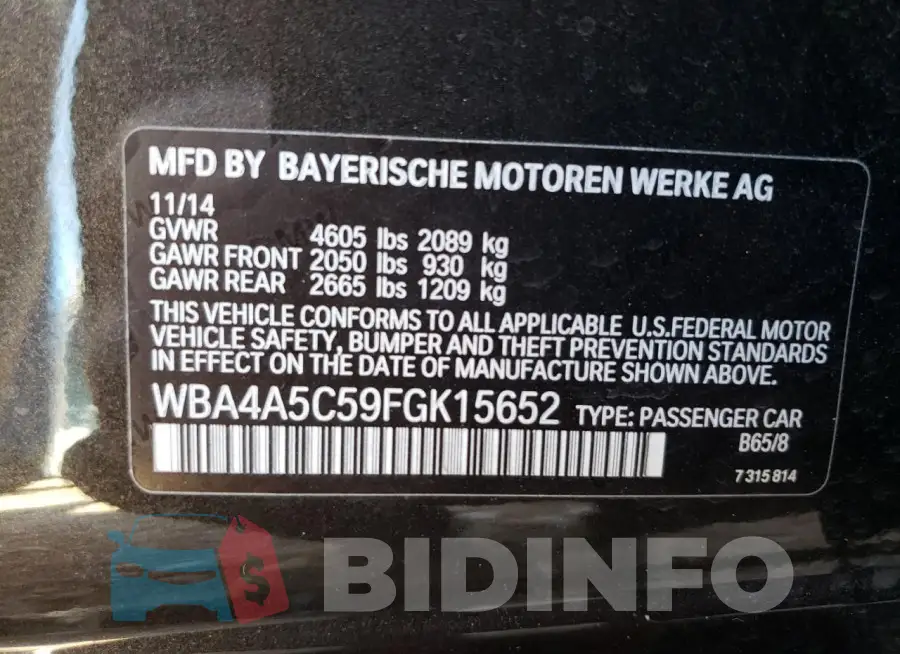 WBA4A5C59FGK15652 Photo# 12