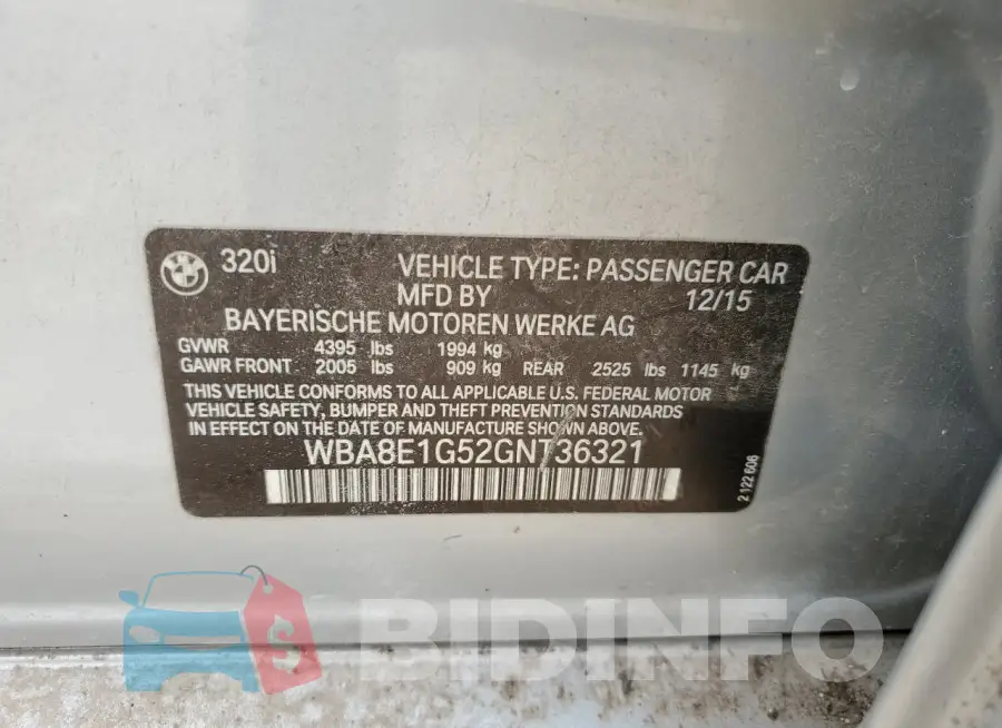 WBA8E1G52GNT36321 Photo# 12