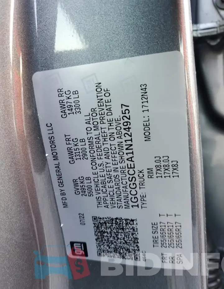 1GCGSCEA1N1249257 Photo# 13