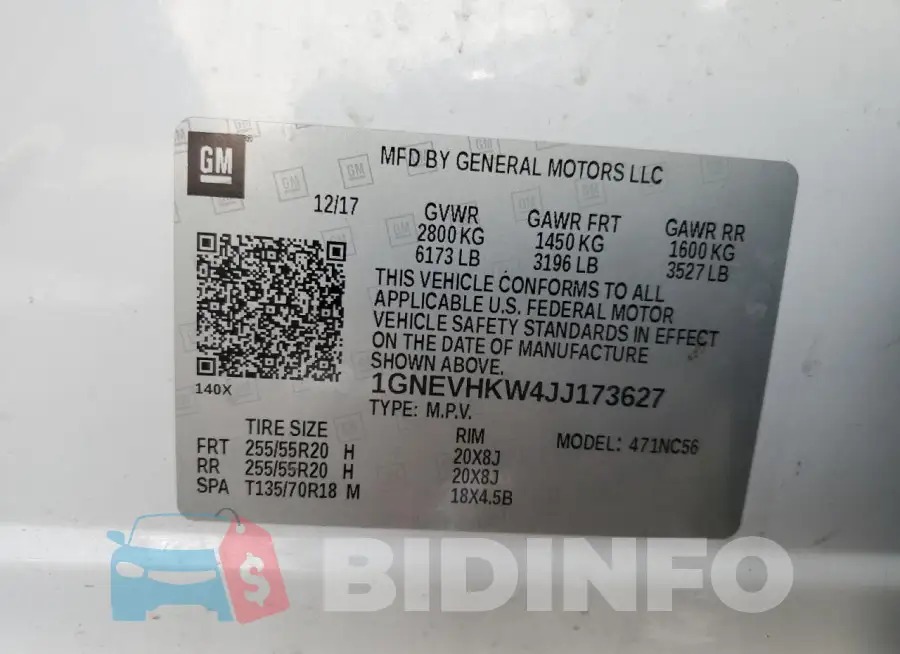 1GNEVHKW4JJ173627 Photo# 13