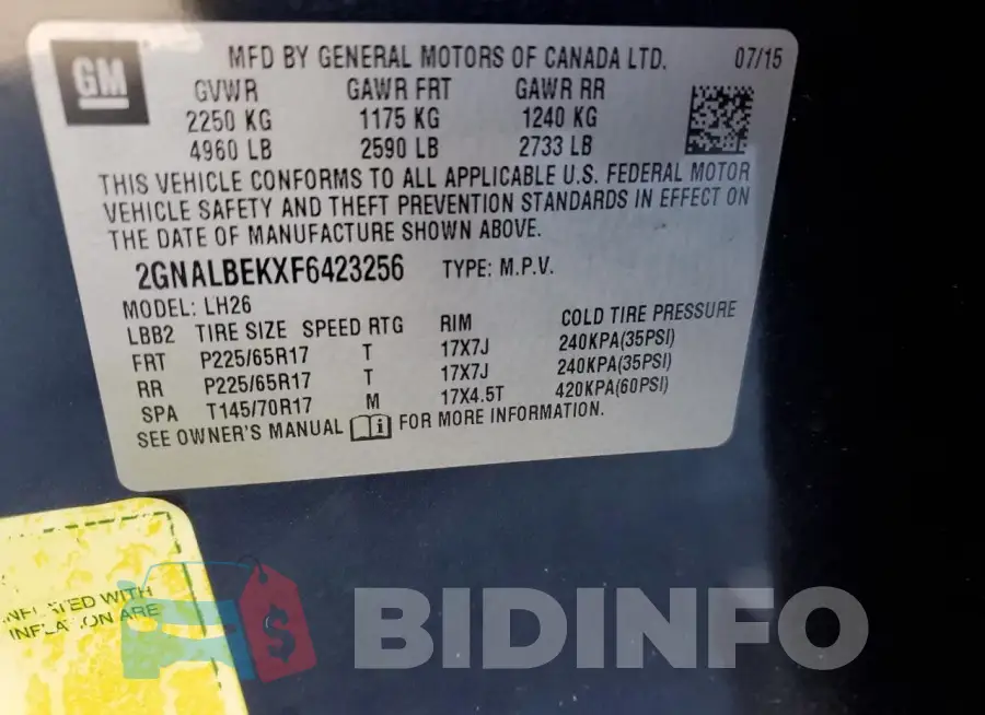 2GNALBEKXF6423256 Photo# 12