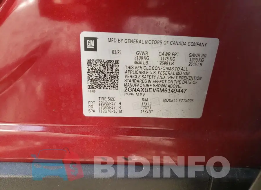 2GNAXUEV6M6149447 Photo# 12