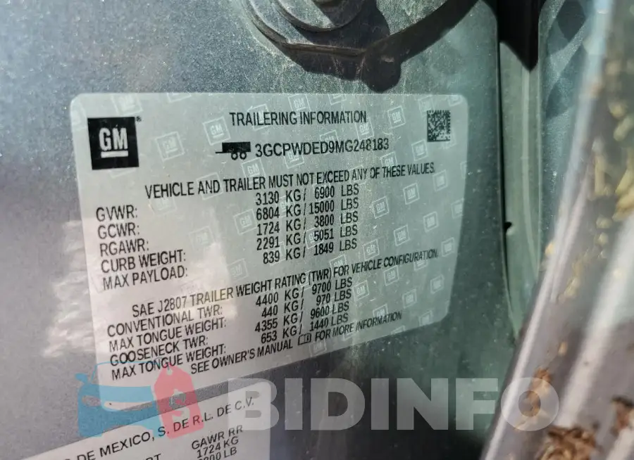 3GCPWDED9MG248183 Photo# 12