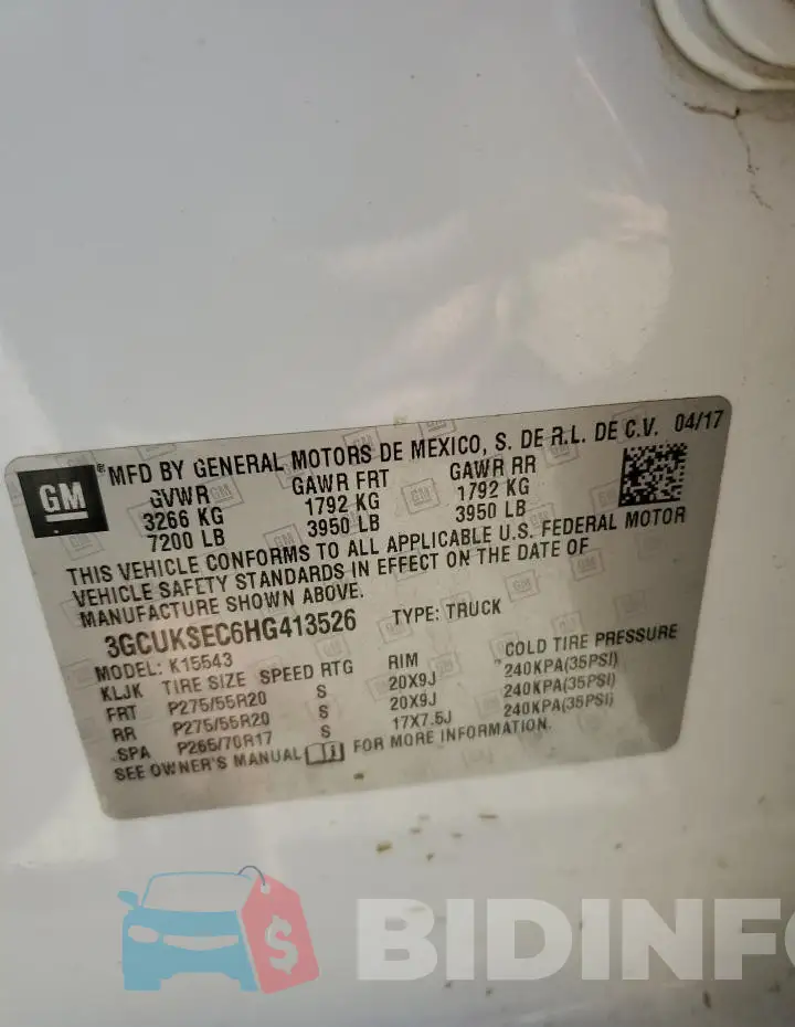 3GCUKSEC6HG413526 Photo# 12