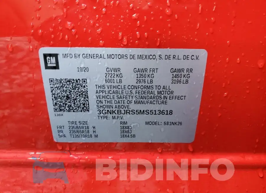 3GNKBJRS5MS513618 Photo# 12