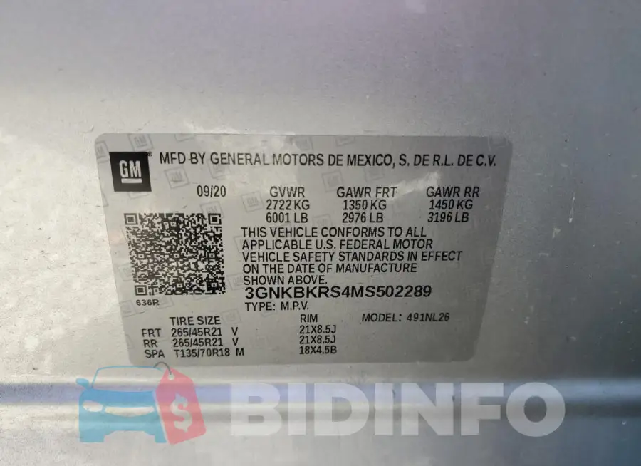 3GNKBKRS4MS502289 Photo# 13