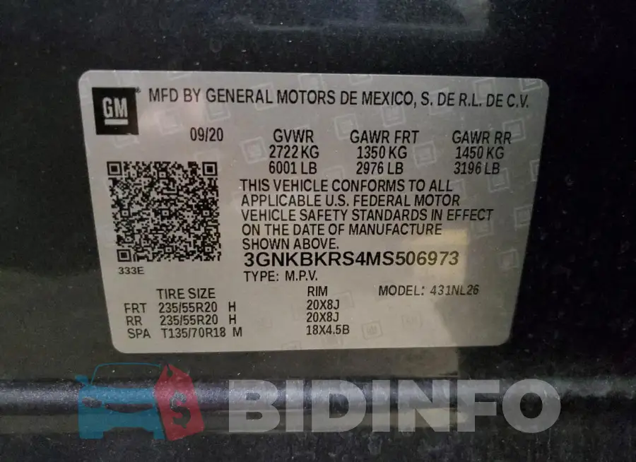 3GNKBKRS4MS506973 Photo# 12