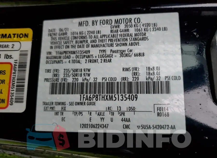 1FA6P8THXM5135409 Photo# 12
