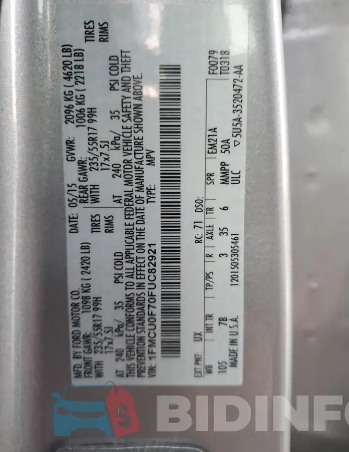 1FMCU0F70FUC82921 Photo# 13