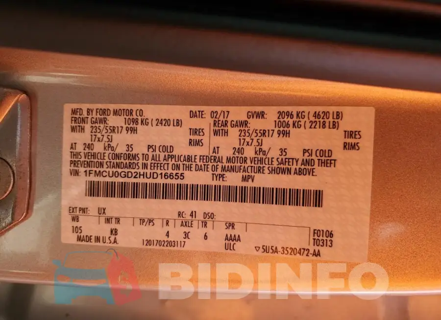 1FMCU0GD2HUD16655 Photo# 12