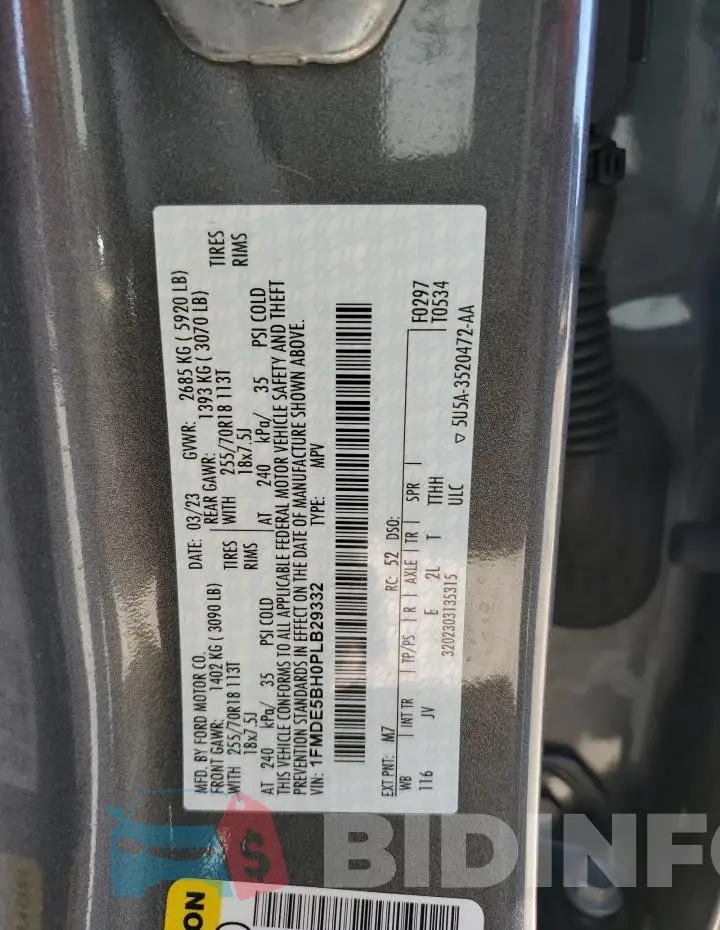 1FMDE5BH0PLB29332 Photo# 13
