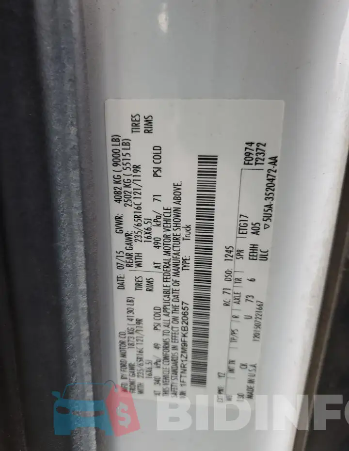 1FTNR1ZM9FKB20657 Photo# 12
