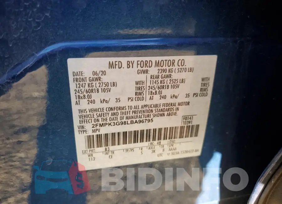 2FMPK3G98LBA96795 Photo# 13