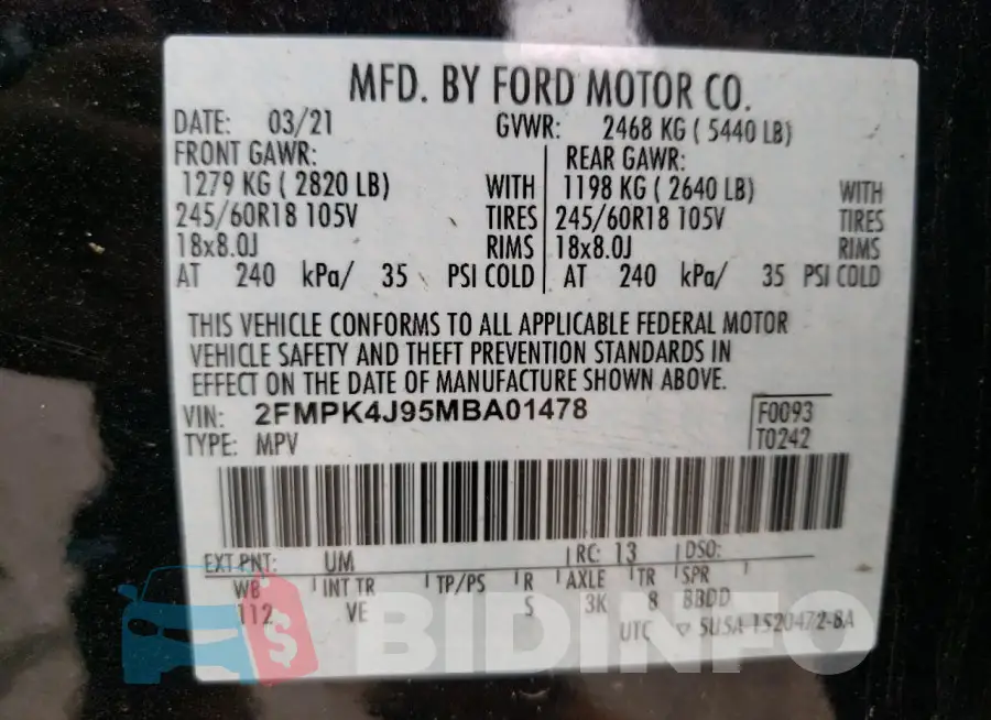 2FMPK4J95MBA01478 Photo# 13