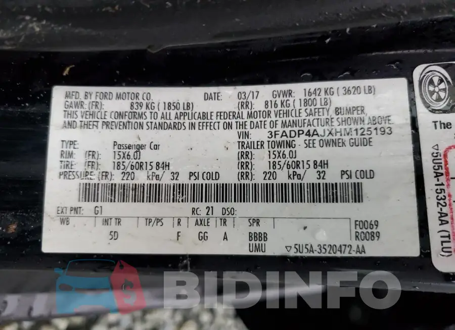 3FADP4AJXHM125193 Photo# 12