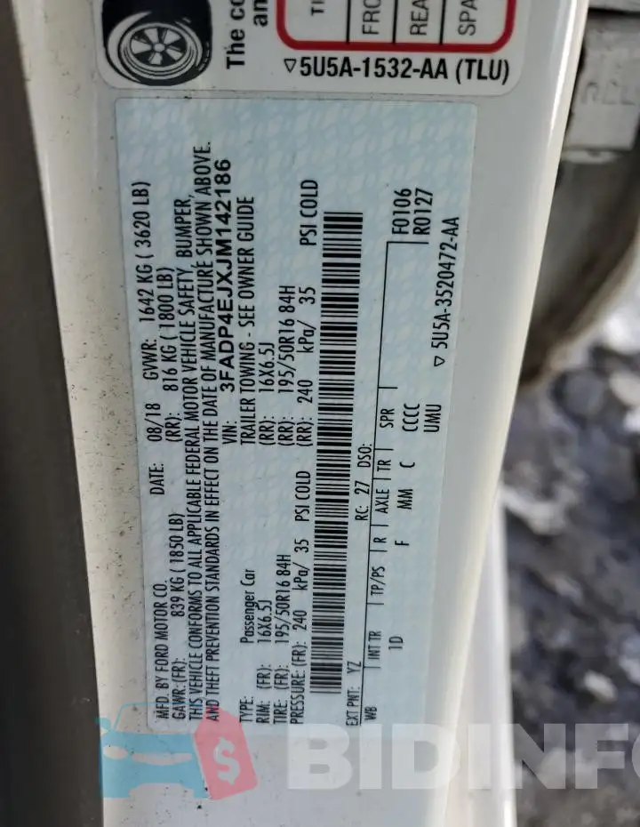 3FADP4EJXJM142186 Photo# 12