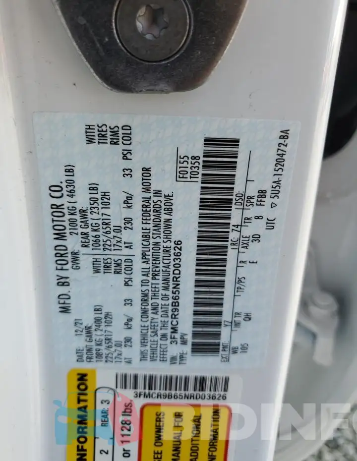 3FMCR9B65NRD03626 Photo# 12